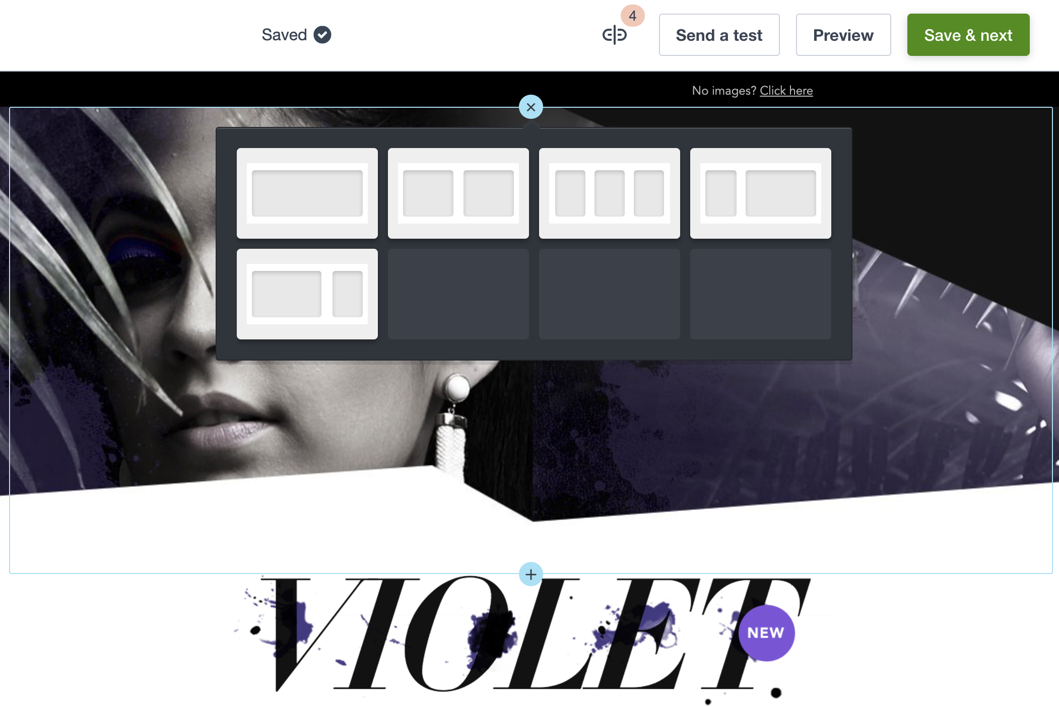 Adding a new section to an email campaign in the drag and drop builder